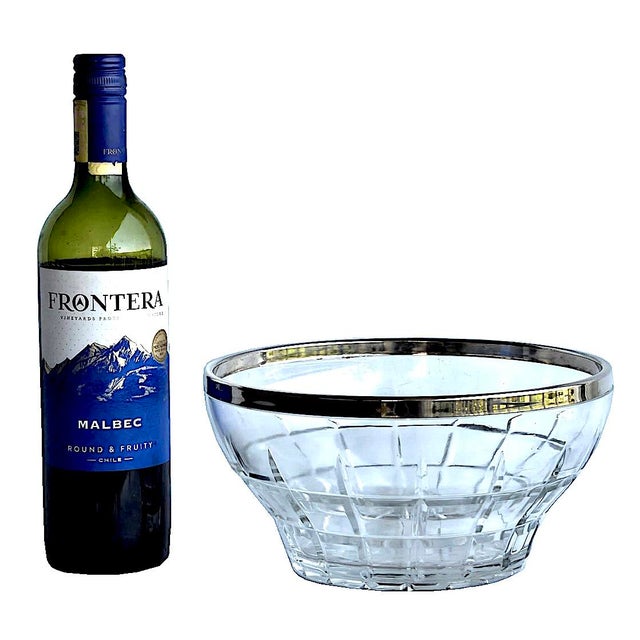 English Vintage Cut Glass Bowl With Silver Plated Rim For Sale - Image 3 of 9