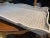 Beautiful antique scalloped edge white painted rattan oversized handled tray.