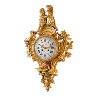 Mid-19th Samuel Marti Louis XV Ormolu Gilt Bronze Wall Clock For Sale