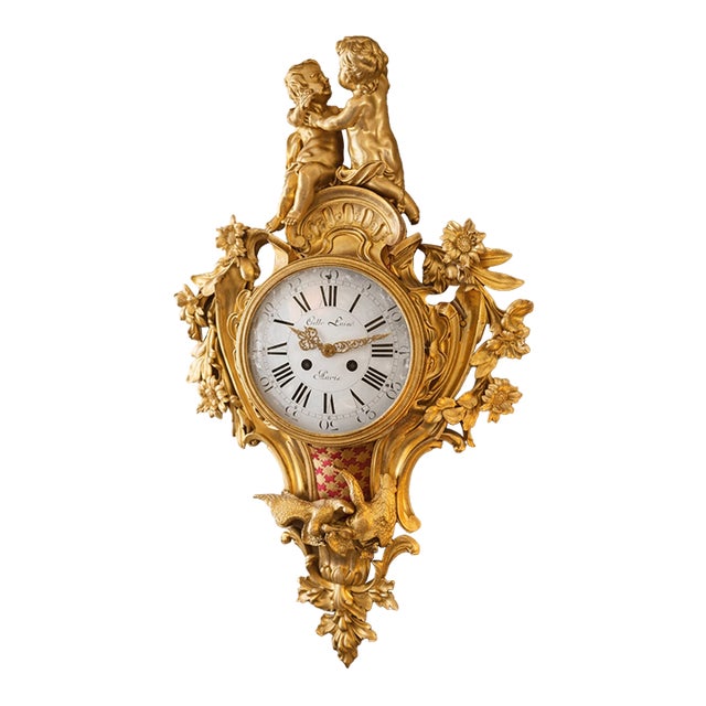 Mid-19th Samuel Marti Louis XV Ormolu Gilt Bronze Wall Clock For Sale