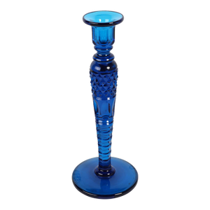 Antique Steuben Hawkes Blue Cut Glass Candlestick
