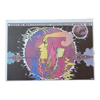 Vintage 20th C. Lithograph-Peter Max Poster-Apollo Moon Shot-C.1971-Folio Size For Sale