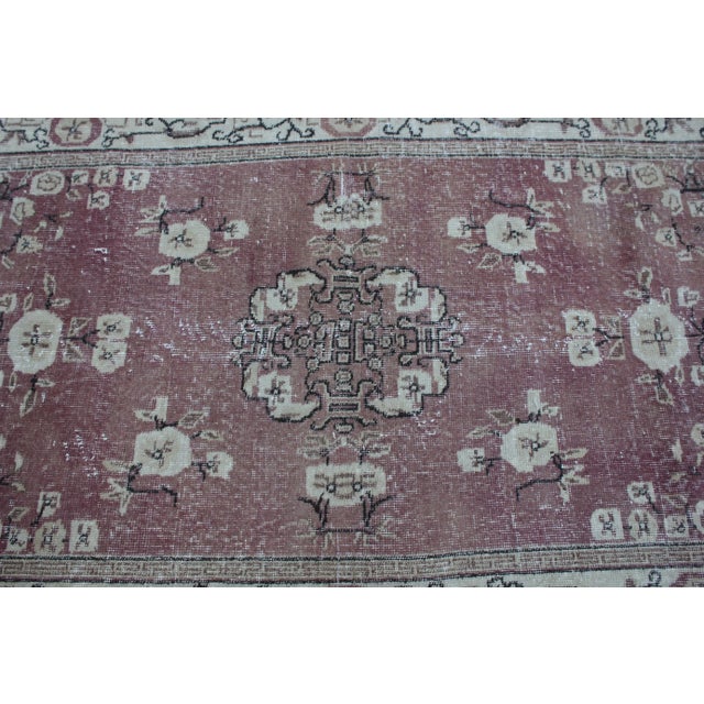 Red 1970s Vintage Turkish Floral Design Oushak Rug For Sale - Image 8 of 13