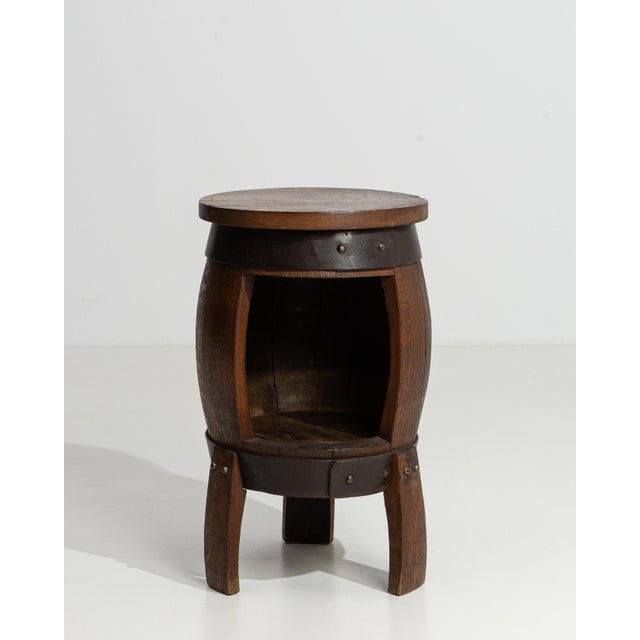 Art Deco Early 20th Century Oak Barrel Bar Table For Sale - Image 3 of 12