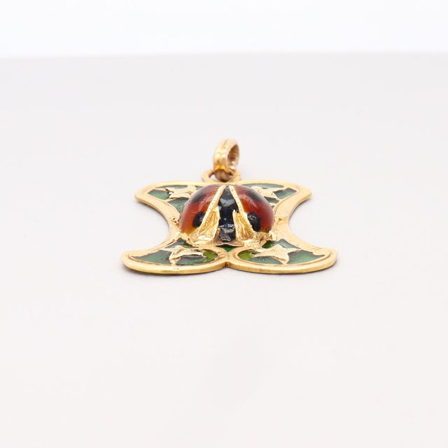 Vintage 14k Gold & Plique-a-Jour Enamel Ladybug Pendant or Charm for a Necklace For Sale - Image 10 of 13