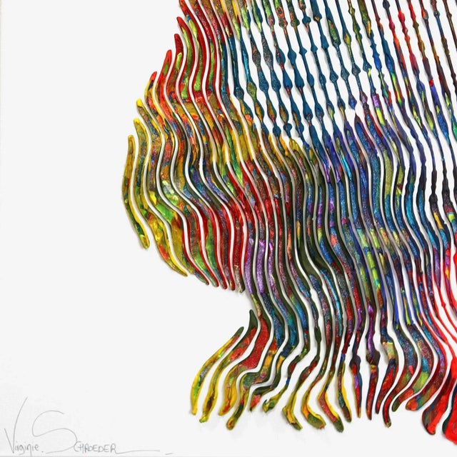 "Can You See Me Jimi Hendrix" Original Op Art Pop Icon Portrait Painting by Virginie Schroeder For Sale - Image 4 of 9