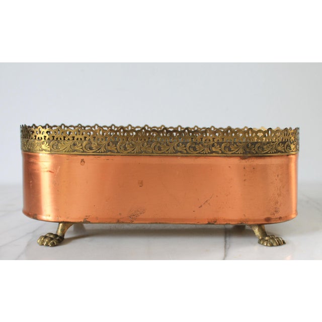Farmhouse Vintage Oval Copper and Brass Planter or Jardiniere For Sale - Image 3 of 9