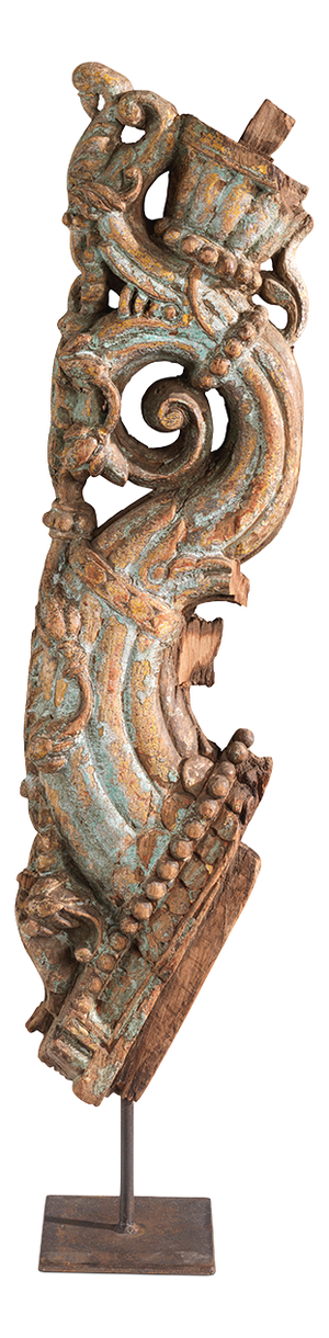 Vintage Carved Wooden Bracket on Stand, 1950s
