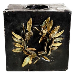 Candleholder in Candle and Brass, France, 1970 For Sale