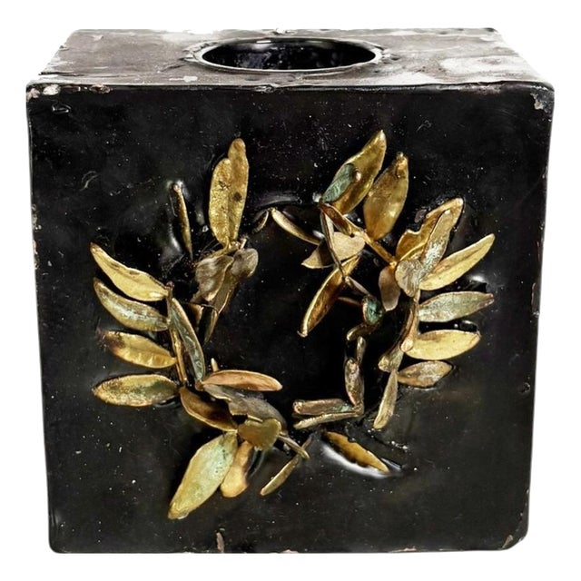 Candleholder in Candle and Brass, France, 1970 For Sale