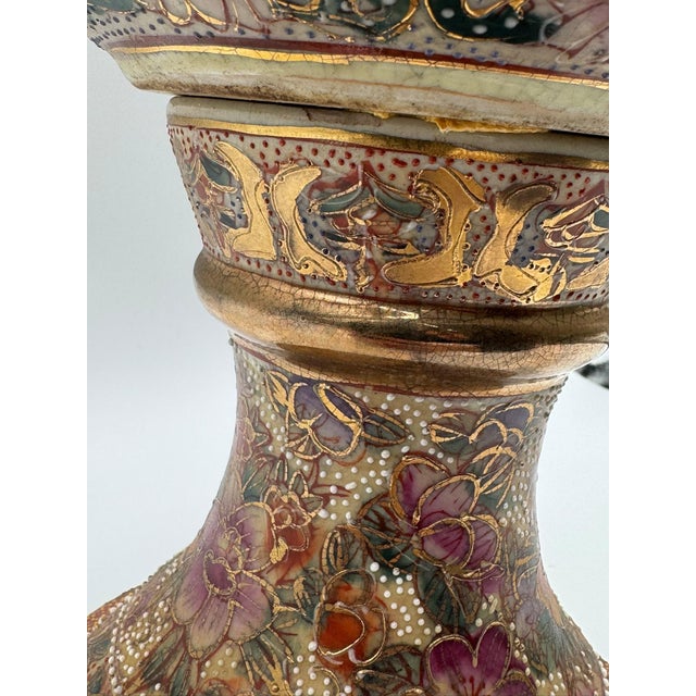 Antique Meiji Satsuma Floor Vase with Geisha Scenes and Gold Moriage, Japan, 1890s For Sale - Image 16 of 18