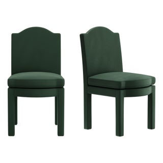 Olive Linen Leo Dining Chairs by Ceraudo, Set of 2 For Sale