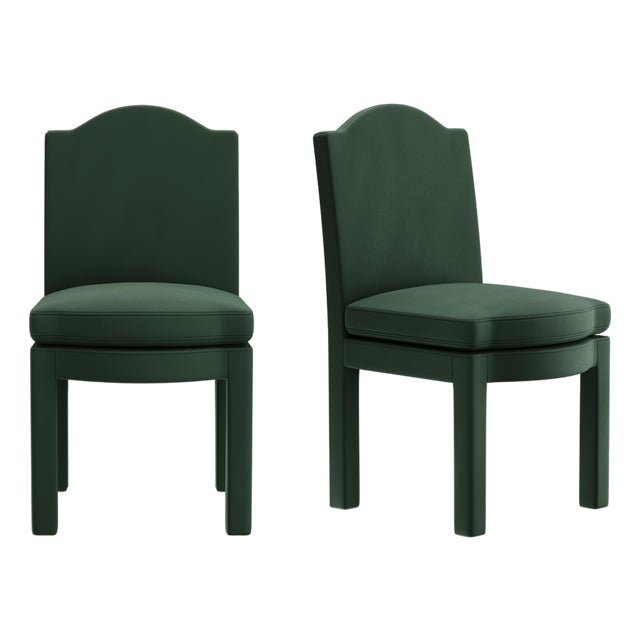 Olive Linen Leo Dining Chairs by Ceraudo, Set of 2 For Sale