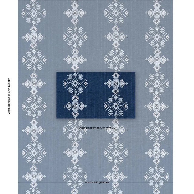 Inspired by Moroccan needlework, Nadira Embroidery in indigo features a unique cross-stitch design on a cotton-linen...