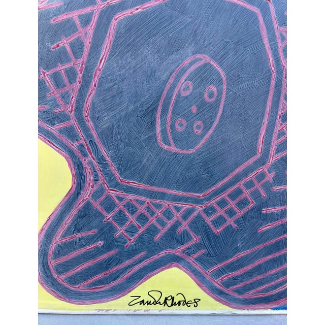 Late 20th Century Original XL Painting on Board Signed by Zandra Rhodes For Sale In Los Angeles - Image 6 of 11