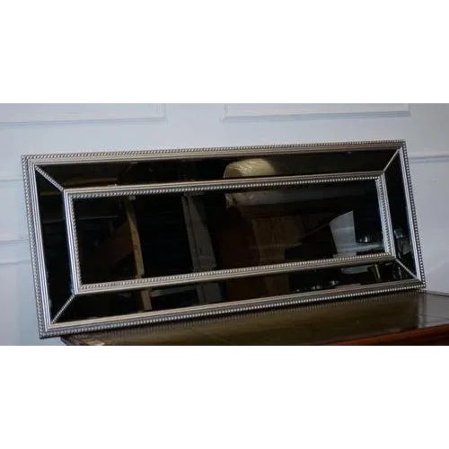 Large Silver Beaded Cushioned Bevelled Rectangular Mirror For Sale - Image 3 of 10