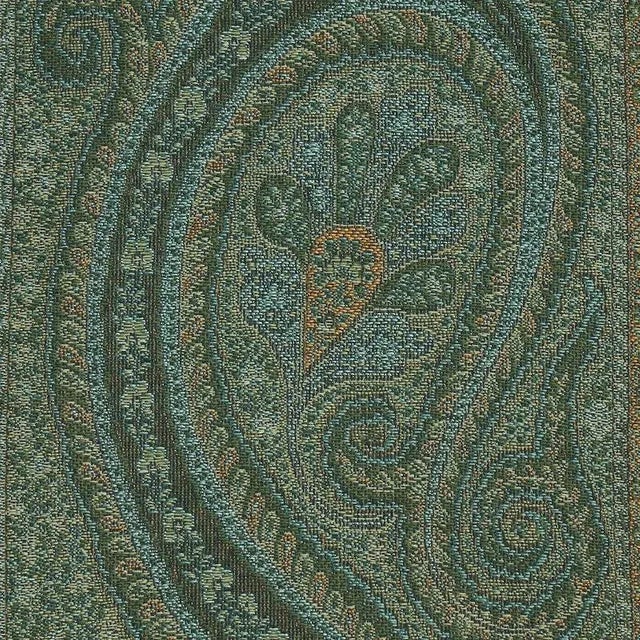 Contemporary Schumacher Chatelaine Paisley Fabric in Jade For Sale - Image 3 of 3