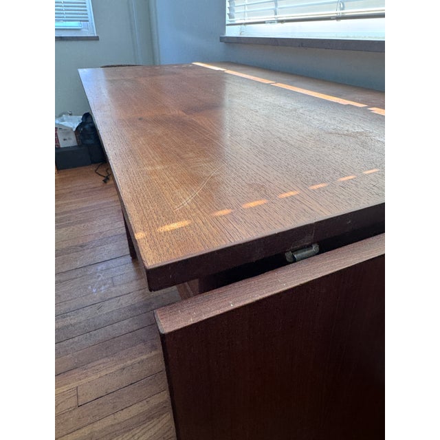 Brown Mid Century Danish Modern Teak Drop-Leaf Executive Desk, 1960s For Sale - Image 8 of 9