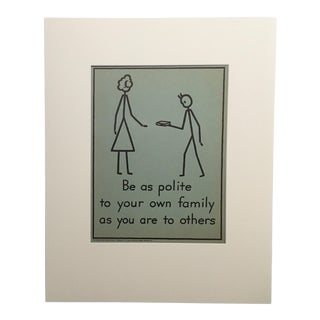 1940s "Good Manners" Double-Sided Stick Figure Poster For Sale