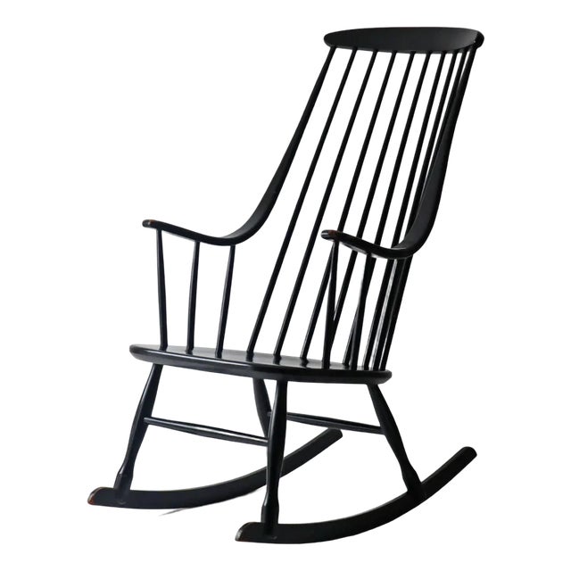 Black Grandessa Rocking Chair in Beech by Lena Larsson for Nesto, 1960s For Sale