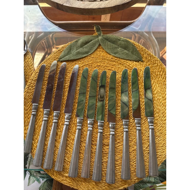 Farmhouse Vintage Italian Farmhouse Pewter Handled Flatware Set - 26 Pieces For Sale - Image 3 of 9