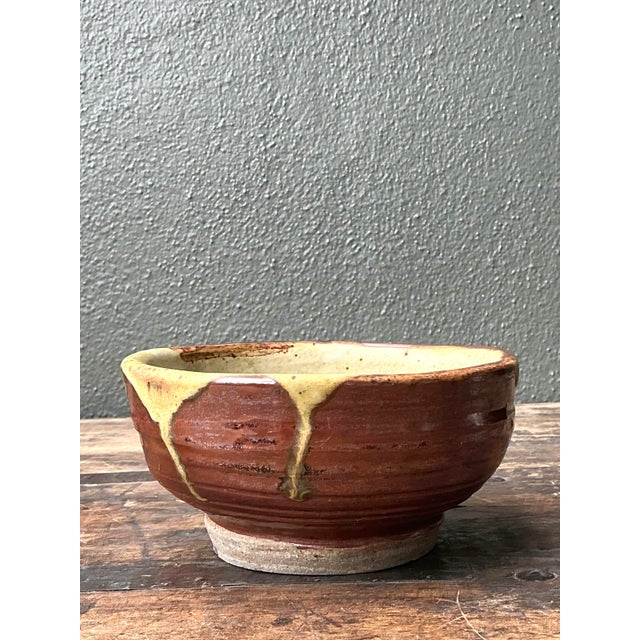Mid-Century Modern Vintage Original Studio Pottery Drip Glaze Bowl For Sale - Image 3 of 12