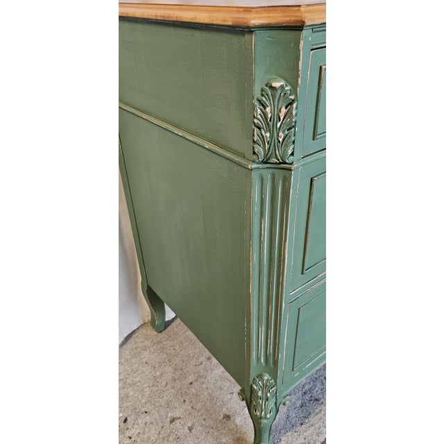 Green French Provencial Dresser, Circa 1930's, Louis XV Style For Sale - Image 9 of 18