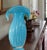 Art Glass Aqua Blue Vase Crescent Clam Lip Fluted Vase For Sale - Image 12 of 17
