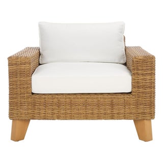 Margarita Wicker Patio Chair, Natural/White For Sale