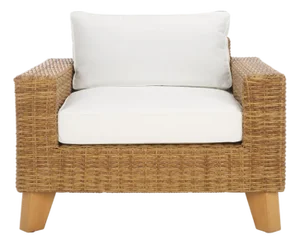 Margarita Wicker Patio Chair, Natural/White