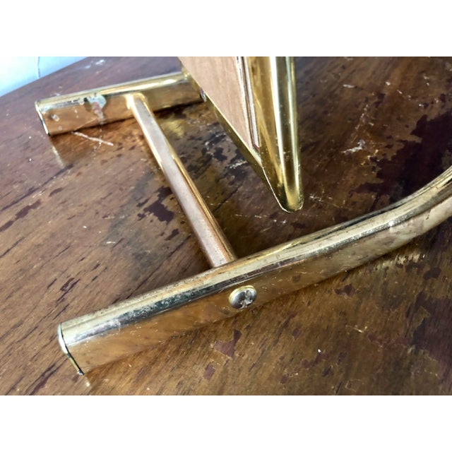 Vintage Milo Baughman Style Brass Cheval Vanity Mirror For Sale In Buffalo - Image 6 of 7