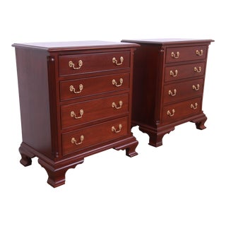 Henkel Harris Georgian Solid Mahogany Bedside Chests, Newly Refinished For Sale