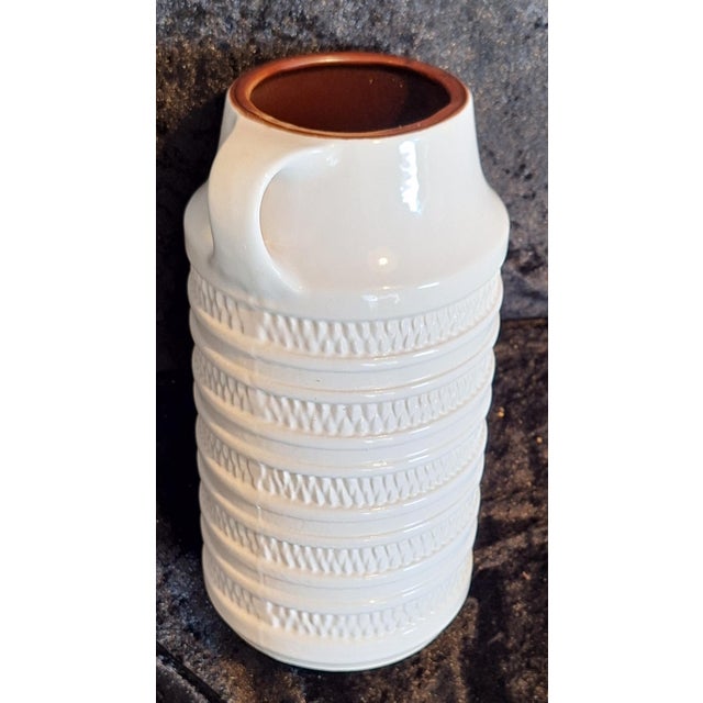 Vintage White Ceramic Vase with Relief Decoration from Carstens Tönnieshof, 1970s, in Very Good conditions. Designed 1970...