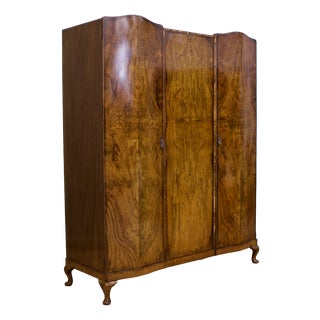 Vintage Art Deco Burr Walnut Wardrobe, 1930s For Sale