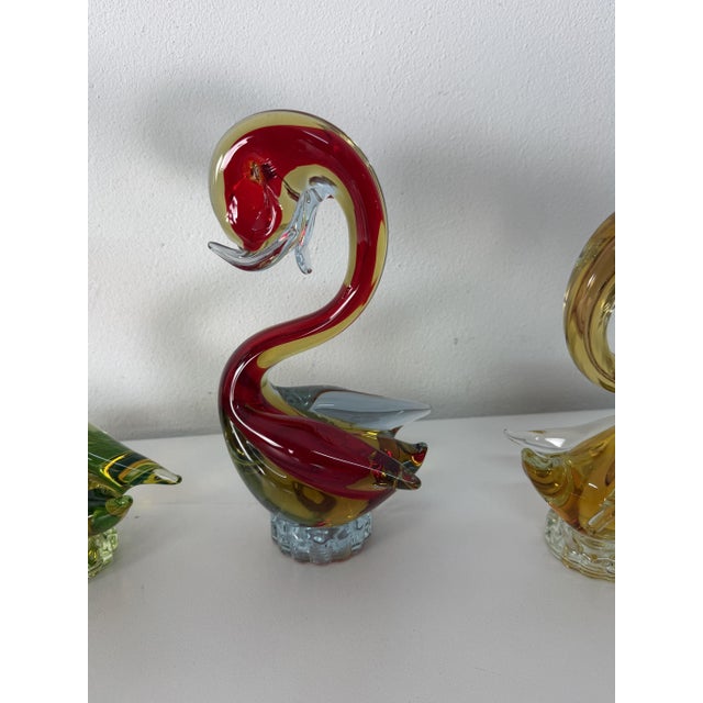 Swans in Submerged Polychrome Murano Glass in the style of Cenedese, 1970, Set of 4 For Sale - Image 15 of 18