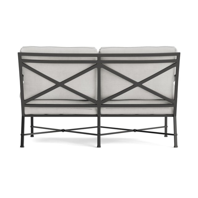 Brown Jordan Brown Jordan Venetian Loveseat, Textured Pewter frame with Fusion Dove fabric For Sale - Image 4 of 11