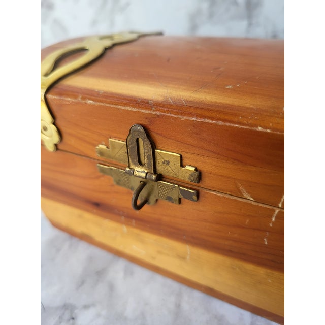 1980s Wood and Brass Box For Sale - Image 4 of 14