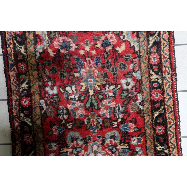 Ivory 1920s, Antique Persian Hamadan Runner 2.5' X 10.3' For Sale - Image 8 of 12