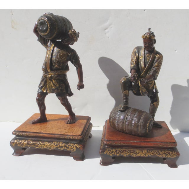Miyao Fisuke Meiji Japanese Gilt and Bronze Figures- A Pair of 2 For Sale - Image 4 of 15