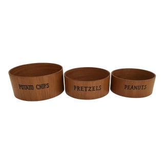 Danish Modern Wooden Snack Bowls - Set of 3 For Sale