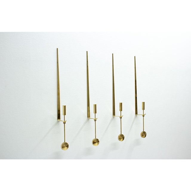 Swedish Wall Candlesticks by Pierre Forssell for Skultuna, 1970s, Set of 4 For Sale - Image 6 of 6