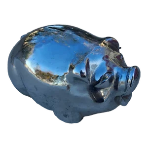 Vintage Silver Tone Piggy Bank