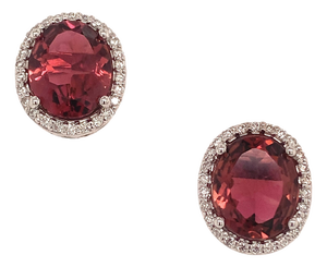 Natural Tourmaline Diamond Stud Earrings 14k WG 5.85 TCW Certified