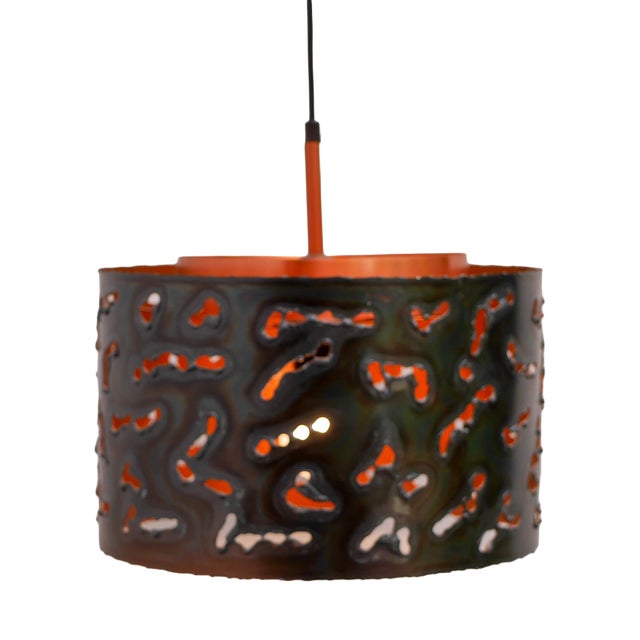 Brutalist Copper Pendant Lamp from Boréns, 1970s For Sale