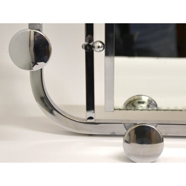 Art Deco French Chromed Coat Rack with Mirror, 1940s For Sale - Image 6 of 9