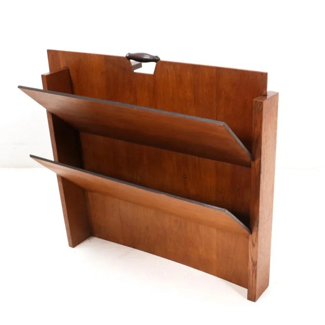 Art Deco Modernist Magazine Rack in Oak by Frits Spanjaard for L.O.V. Oosterbeek, 1920s For Sale - Image 6 of 6