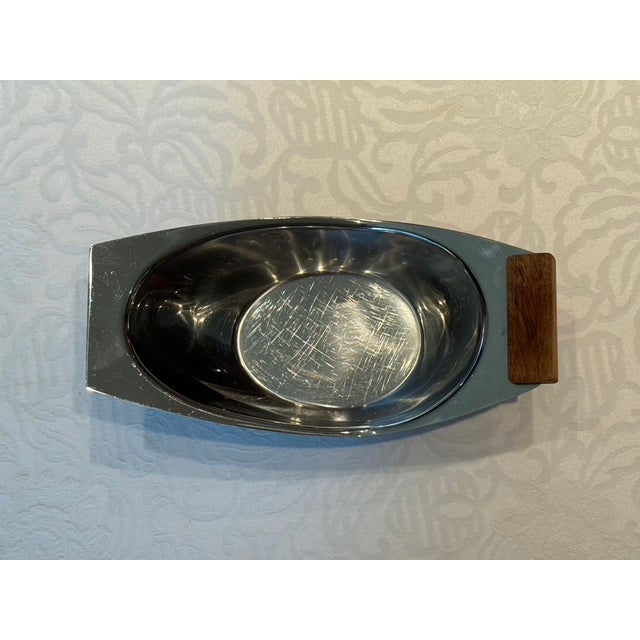 1960s Scandinavian Modernist Stainless Steel & Teak "Crescent" Server by Arthur Salm For Sale - Image 9 of 12