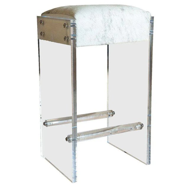 Maurice Lucite and Hide Bar Stool For Sale In Birmingham - Image 6 of 6