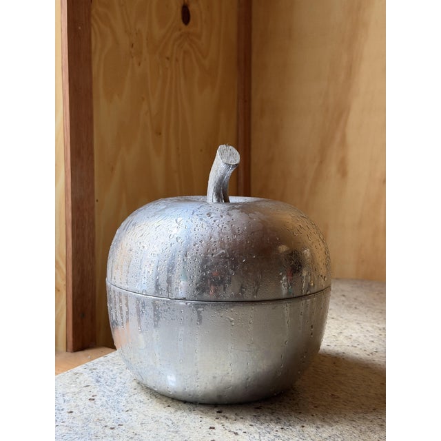Mid-Century Modern Italian Aluminum Apple Ice Bucket with Textured Stem, 1960s For Sale - Image 14 of 14