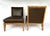 Swaim Pair of Late 20th Century Swaim Modern Brown Leather Armless Oak Slipper Chairs For Sale - Image 4 of 6